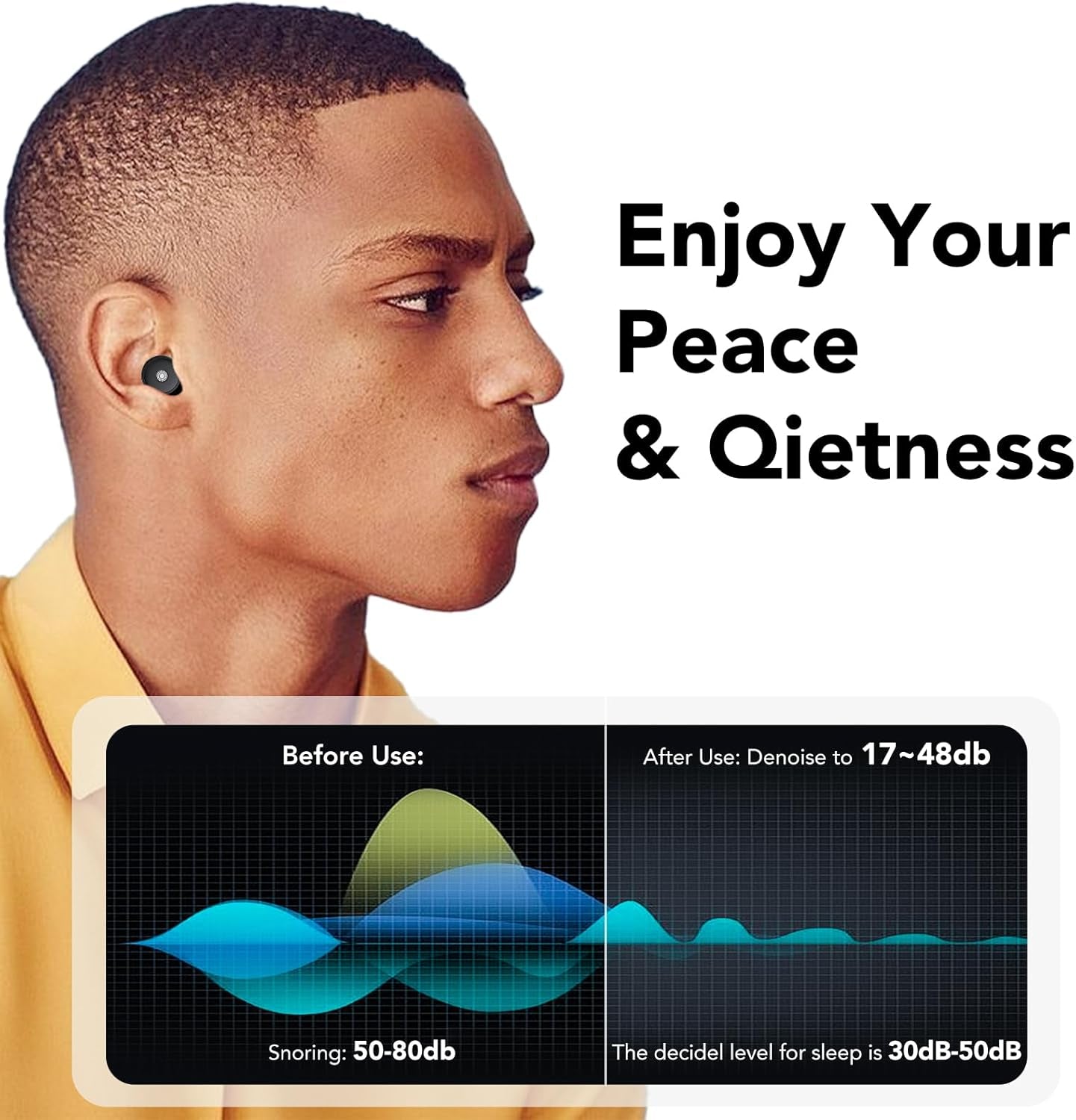 Ear Plugs for Sleeping Noise Cancelling, 45Db Soft Earplugs for Concert, Reusable Ear Plugs for Noise Reduction with Case & 8 Eartips, for Sleeping, Concert, Working, Studying, Traveling (Deep Black)